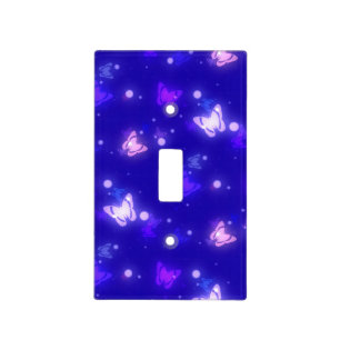 Light Glow Butterflies Dark Blue Design Switch Cover