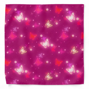 Light Glow Butterflies Magenta Pink Design Bandana