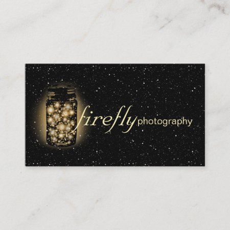 Light Glowing Jar Of Fireflies With Night Stars Business Card
