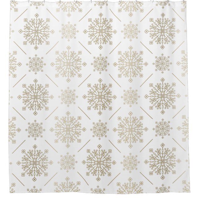 Light Gold Abstract Snowflakes Pattern Shower Curtain (Front)
