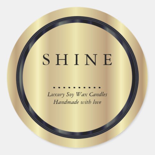 Light Gold and Black Frame  Classic Round Sticker