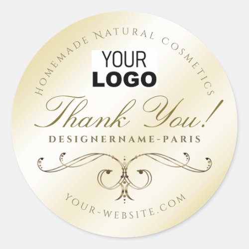 Light Gold Color Gradient Gradience Ornate Logo Classic Round Sticker