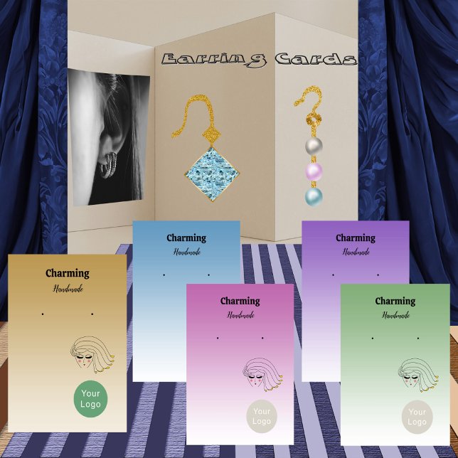 Light Gold Colors, Pretty Girl Face Earring Cards (Creator Uploaded)