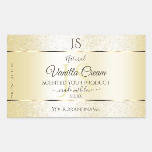 Light Gold Cream Glitter Product Labels Initials