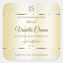 Light Gold Cream Glitter Product Labels Initials