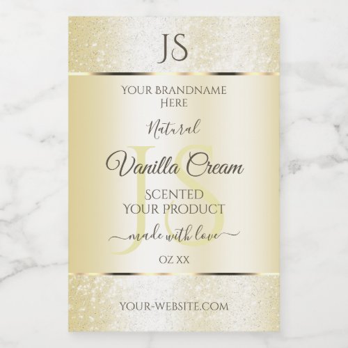 Light Gold Cream Glitter Product Labels Initials