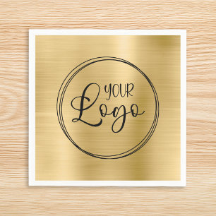 Light Gold Faux Foil Business Logo Napkins
