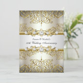 Light Gold Floral Swirl 50th Wedding Anniversary Invitation (Standing Front)