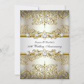 Light Gold Floral Swirl 50th Wedding Anniversary Invitation (Front)