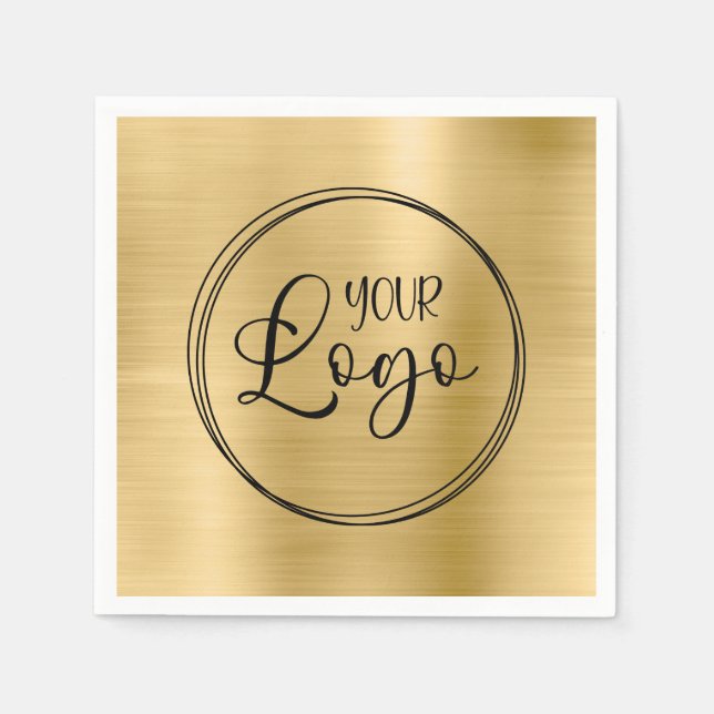 Light Gold Foil Business Logo Napkins (Front)