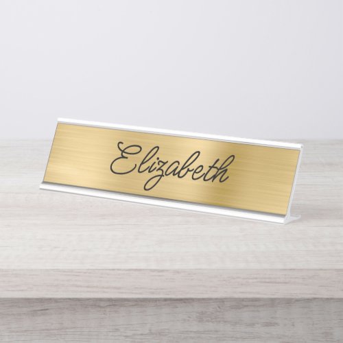 Light Gold Foil Stylistic Monoline Script Desk Name Plate