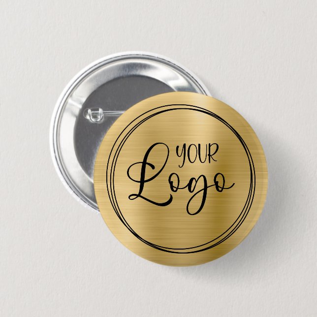 Light Gold Foil Your Business Logo Here Button (Front & Back)