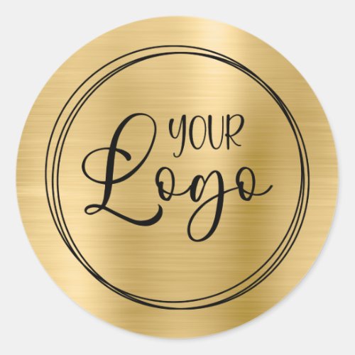 Light Gold Foil Your Business Logo Here Classic Round Sticker