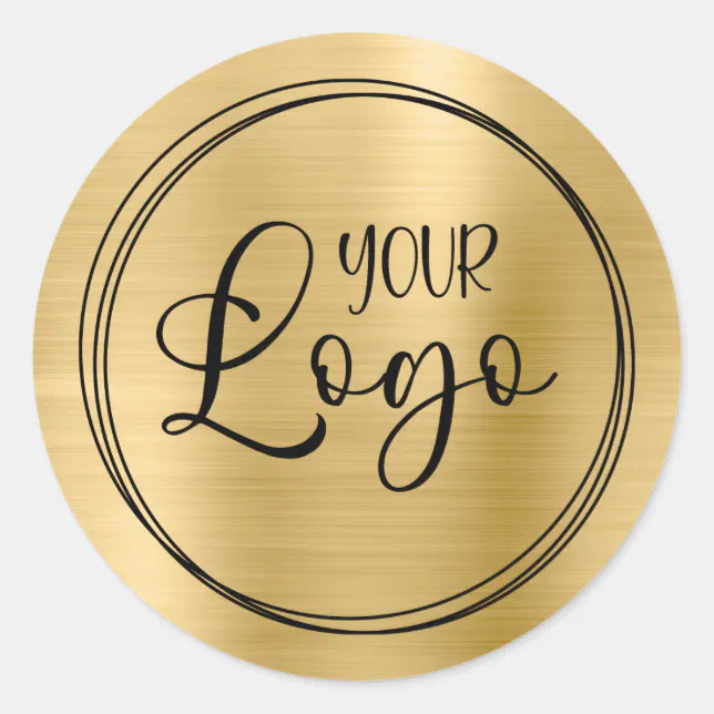 Light Gold Foil Your Business Logo Here Classic Round Sticker | Zazzle