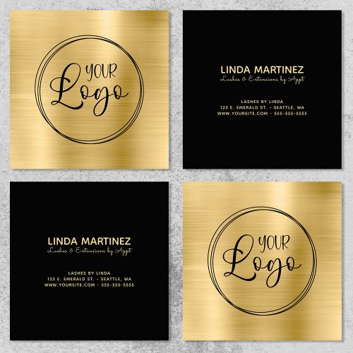 Light Gold Foil Your Business Logo Here Square Business Card