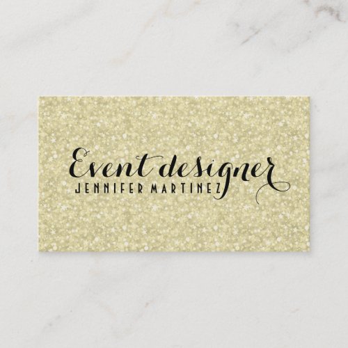 Light Gold Glitter And Sparkles Event Designer Business Card