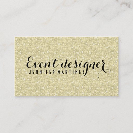 Customizable Light Gold Glitter And Sparkles Event Designer Business Card