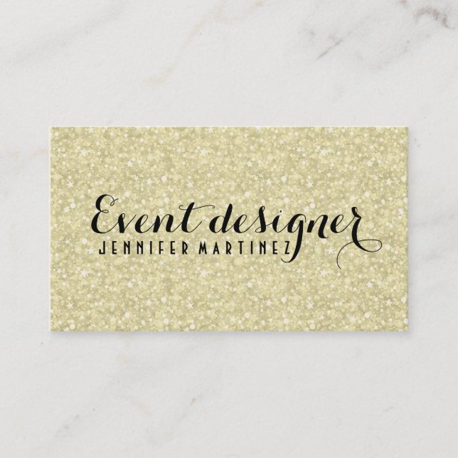 Light Gold Glitter And Sparkles Event Designer Business Card (Front)