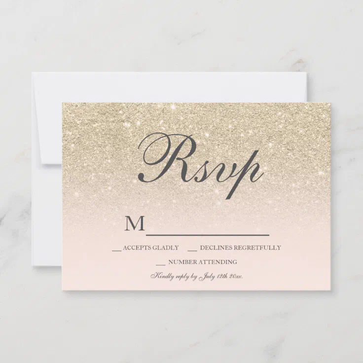 Light Gold Glitter Blush Pink Ombre Rsvp Sweet 16 Zazzle 3862