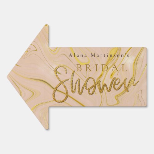 Light Gold Glitter Bridal Shower Arrow Sign