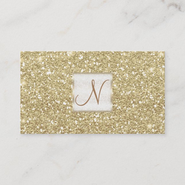 Light Gold Glitter Chic Glam Glitzy Salon Spa Business Card (Front)