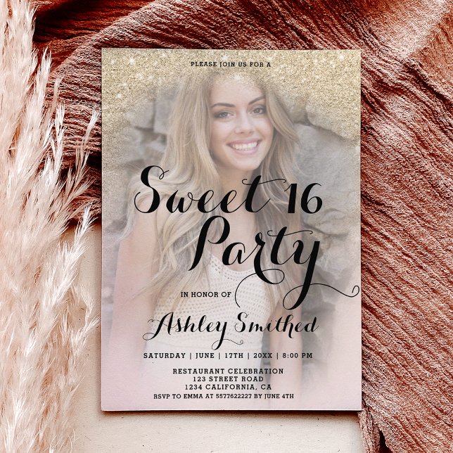 light gold glitter elegant photo budget Sweet 16 (light gold glitter elegant photo budget Sweet 16)