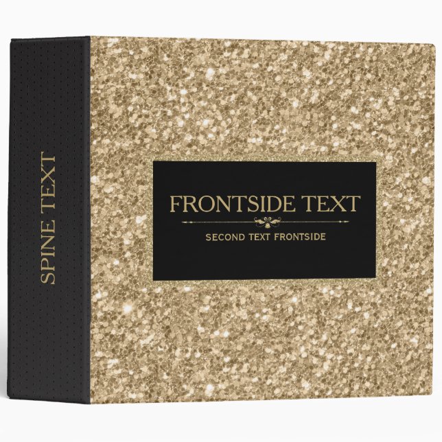 Light Gold Glitter Print Black Accent Binder (Front/Spine)