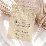 light gold glitter sparkles ivory sweet sixteen invitation<br><div class="desc">A modern,  pretty chic and elegant light gold glitter shower ombre with ivory color block Sweet 16 birthday party invitation .</div>