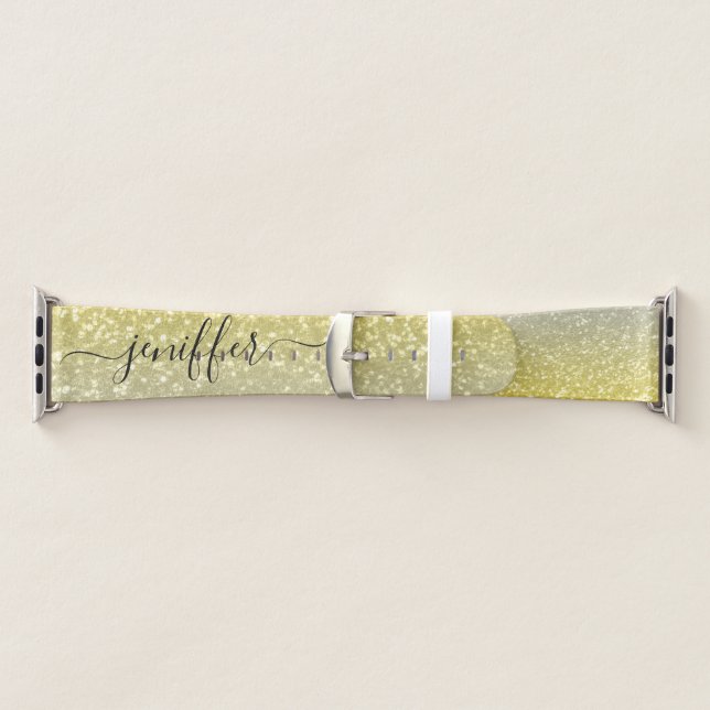 Light gold gray ombre faux sparkles Custom name Apple Watch Band (Band)