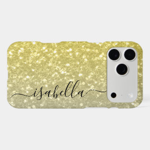 Light gold gray ombre faux sparkles Custom name iPhone 17 Pro Max Case