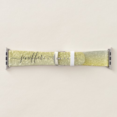 Light gold gray ombre faux sparkles your name apple watch band