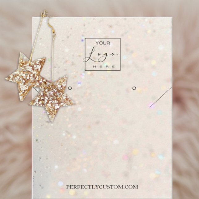 Light gold Holographic Glitter necklace earrings Business Card (Creator Uploaded)