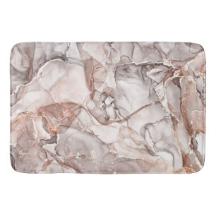 LIGHT GOLD MARBLE AGATE SILVER GLITTER GLAM BATH MAT