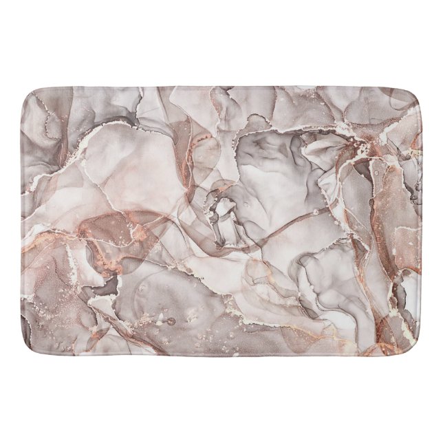 LIGHT GOLD MARBLE AGATE SILVER GLITTER GLAM BATH MAT (Front)
