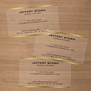 Light Gold Metallic Texture Stainless Steel Look Clear Business Cards