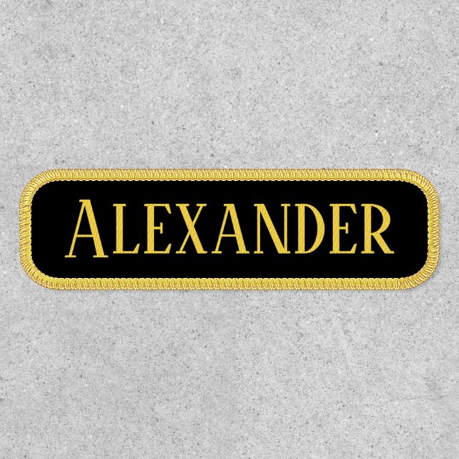 Light Gold Modern All Caps Text on Black Patch (Front)