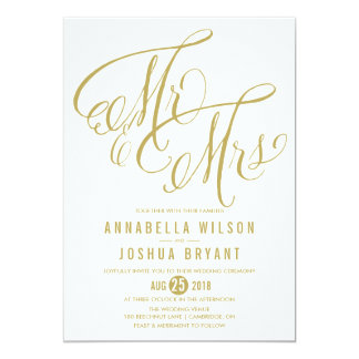 Light Gold Mr. & Mrs. Elegant Script Wedding Card