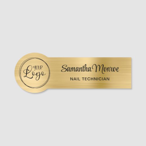 Light Gold Ombre Foil Your Business Logo Name Tag