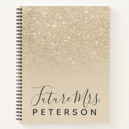 light gold ombre glitter sparkles block future Mrs Notebook