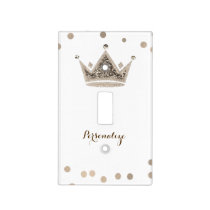 Light Gold Royal Crown & Confetti Bedroom Light Switch Cover