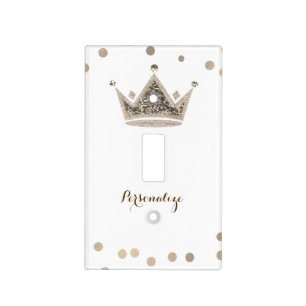Light Gold Royal Crown & Confetti Bedroom Switch Cover