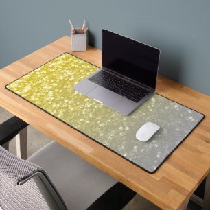 Light gold silver gray ombre faux sparkle bling desk mat