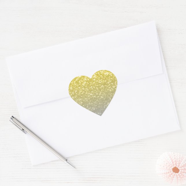 Light gold silver gray ombre faux sparkles heart sticker (Envelope)