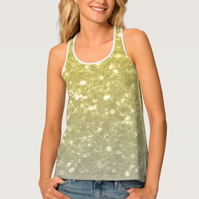 Light gold silver gray ombre faux sparkles tank top (Front)
