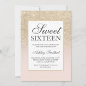 light gold sparkles glitter elegant chic Sweet 16 Invitation (Front)