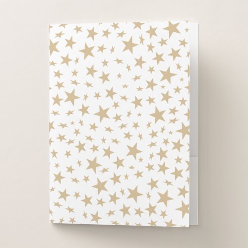 Light Gold Stars Print Pattern Pocket Folder