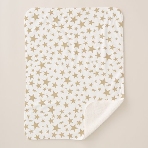 Light Gold Stars Print Pattern Sherpa Blanket