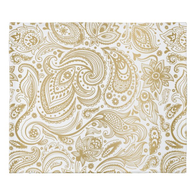 Light Gold Vintage Floral Paisley Pattern Duvet Cover (Back)