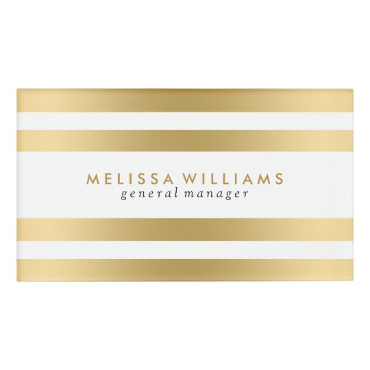 light gold white stripes modern design name tag zazzle com