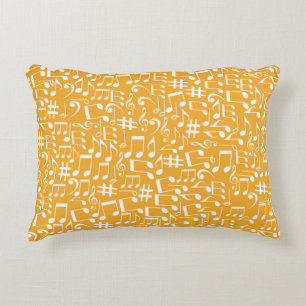 Light Golden Ochre Warm Earth Colors Music Notes Accent Pillow